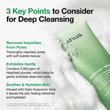 Korean pore cleansing foam for oily skin – Anua Heartleaf Quercetinol Cleanser 150ml for deep cleansing and gentle exfoliation