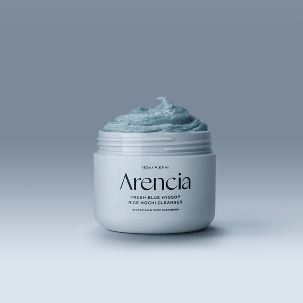 Korean skincare blue hyssop and fermented rice water mochi balm cleanser by Arencia