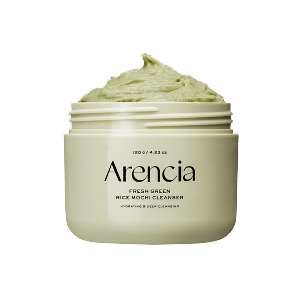 Arencia Fresh Green Rice Mochi Cleanser – Korean vegan solid-to-foam cleanser for bright, balanced and hydrated skin