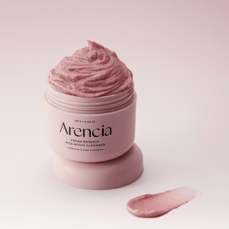 Vegan pH-balanced face wash Arencia Rosehip Rice Mochi Cleanser for radiant skin