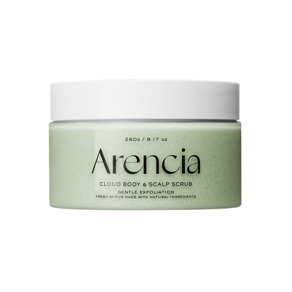 Arencia Fresh Cloud Body & Scalp Scrub Geranium & Primrose 260g for gentle exfoliation and refreshed skin
