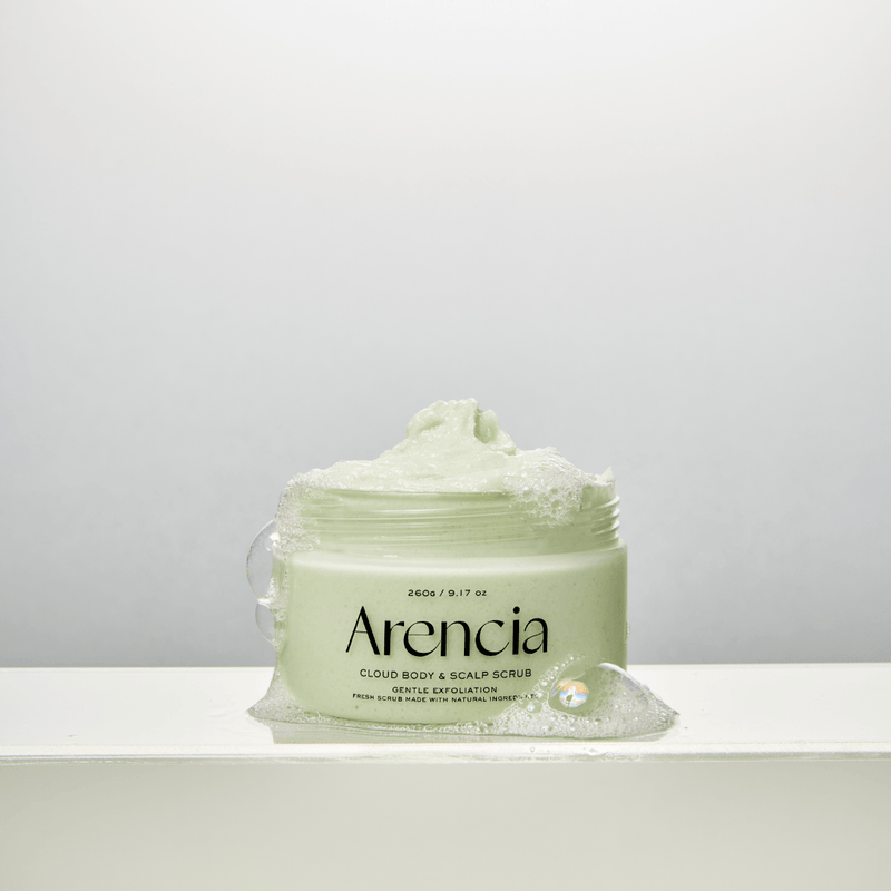 Arencia Fresh Cloud Scrub Geranium & Primrose for smooth, soft, and revitalised scalp and skin