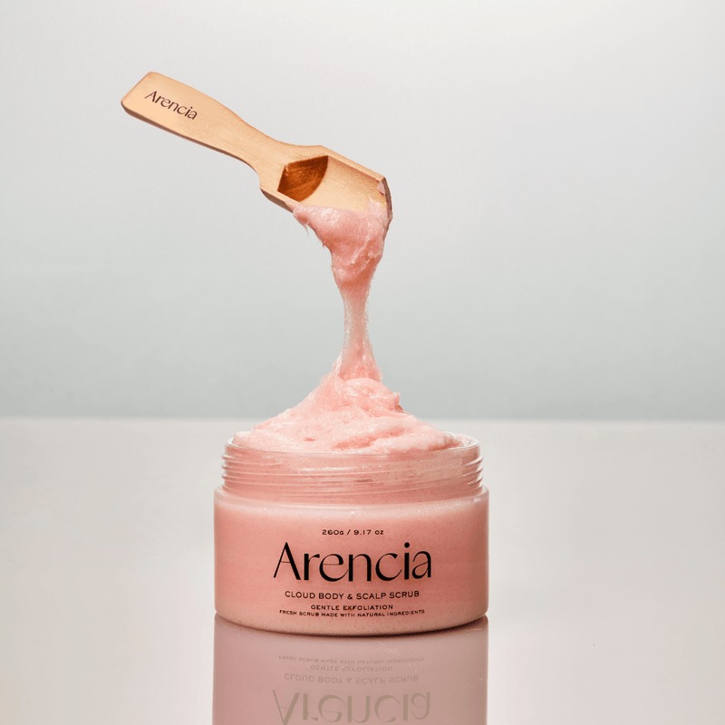 Arencia Fresh Cloud exfoliating scrub 260g with sea salt for scalp detox and body cleansing