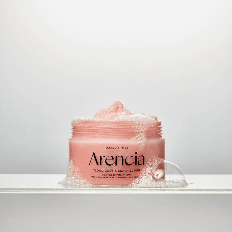Gentle body and scalp scrub by Arencia, lavender & pear scented, 260g vegan exfoliator