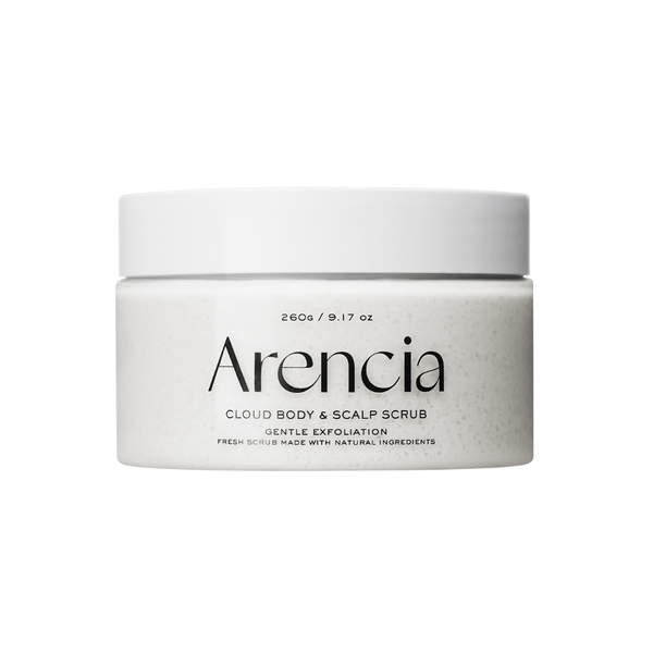 Arencia Fresh Cloud Body & Scalp Scrub White Tea & Neroli 260g – gentle 2-in-1 exfoliator for smooth skin and refreshed scalp