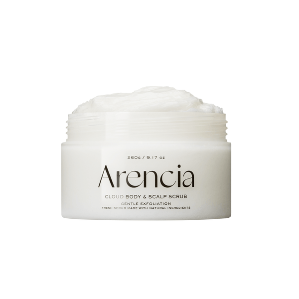 Arencia White Tea & Neroli Cloud Scrub 260g – natural sea salt body and scalp exfoliating treatment for all skin types