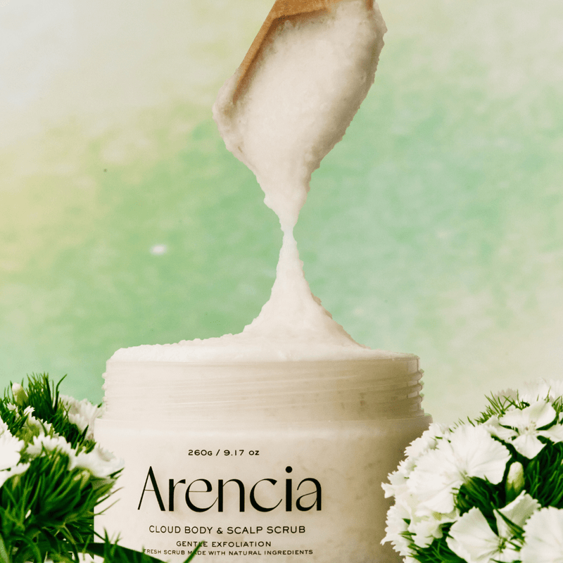 Arencia Fresh Cloud Scrub 260g White Tea & Neroli – spa-like scalp and body exfoliator to remove buildup and soften skin