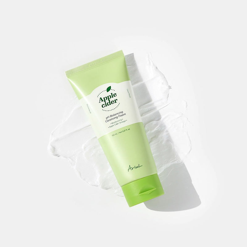 Korean skincare product Ariul Apple Cider pH Balancing Cleansing Foam - natural, gentle foaming cleanser with apple cider for clear, radiant skin.