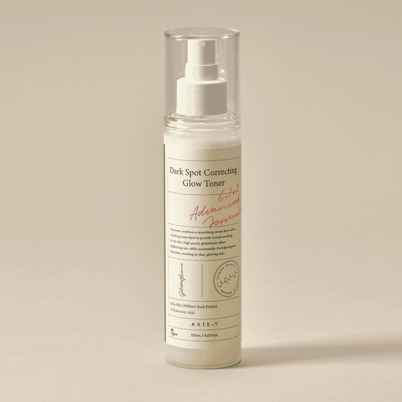 AXIS-Y Glow Toner skincare product designed to target hyperpigmentation, acne scars and discolouration while hydrating and boosting radiance.