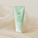 Close-up of Beauty of Joseon Green Plum Refreshing Cleanser 100ml, ideal for brightening and smoothing skin.