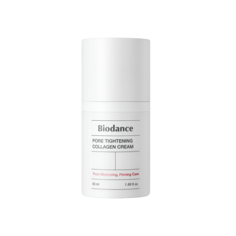 Biodance Pore Tightening Collagen Cream 50ml reduces pores, firms skin & hydrates with peptides and collagen. Korean skincare for smooth, radiant skin