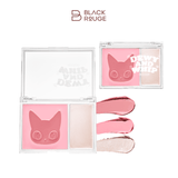 Black Rouge Dewy Whip Cheek And Beam DW01 Strawberry cream blush palette with pink blush shades and dewy highlighter