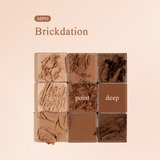 Close-up of Black Rouge Colordation Mood Palette MP01 Brickdation showing pigmented brick and brown eyeshadows
