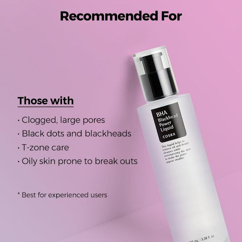 COSRX BHA Blackhead Power Liquid packaging showing 4% BHA formula for pore cleansing and oil control