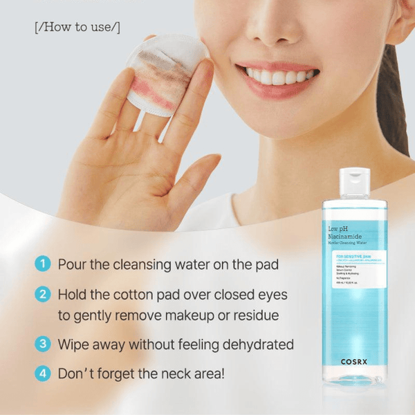 COSRX micellar cleansing water 400ml – low pH cleanser with Niacinamide and Panthenol