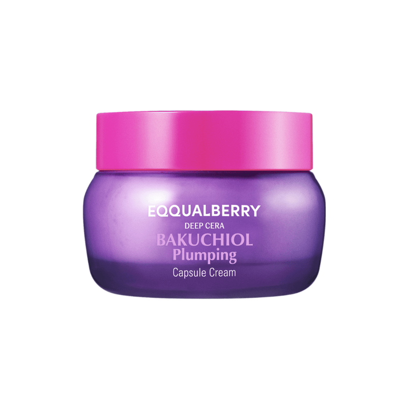 Eqqualberry Bakuchiol Plumping Capsule Cream 50ml jar with moisturizing anti-aging skincare formula