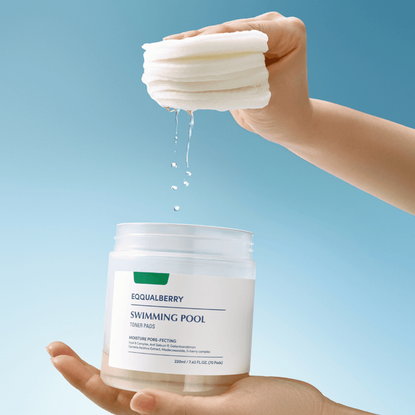 Vegan-friendly Eqqualberry Swimming Pool Toner Pads - natural exfoliation and hydration for clear, radiant skin.