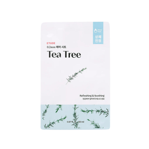 Etude 0.2 Therapy Air Mask Tea Tree sheet mask for soothing blemish-prone and irritated skin.