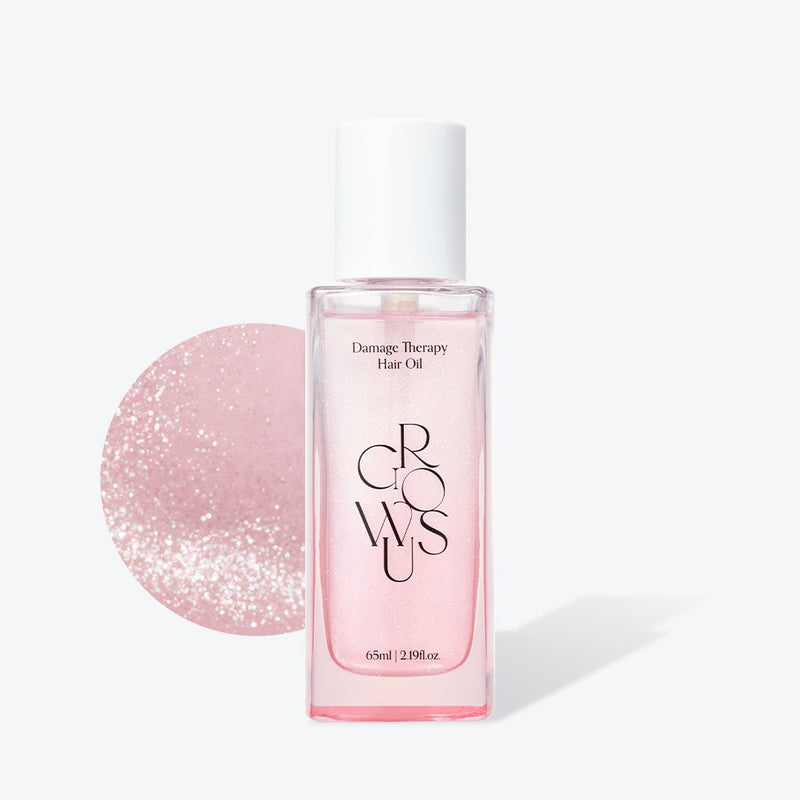 Growus Damage Therapy Hair Oil 65ml – Lightweight Korean hair oil with collagen and pink salt for shine, frizz control, and split end repair