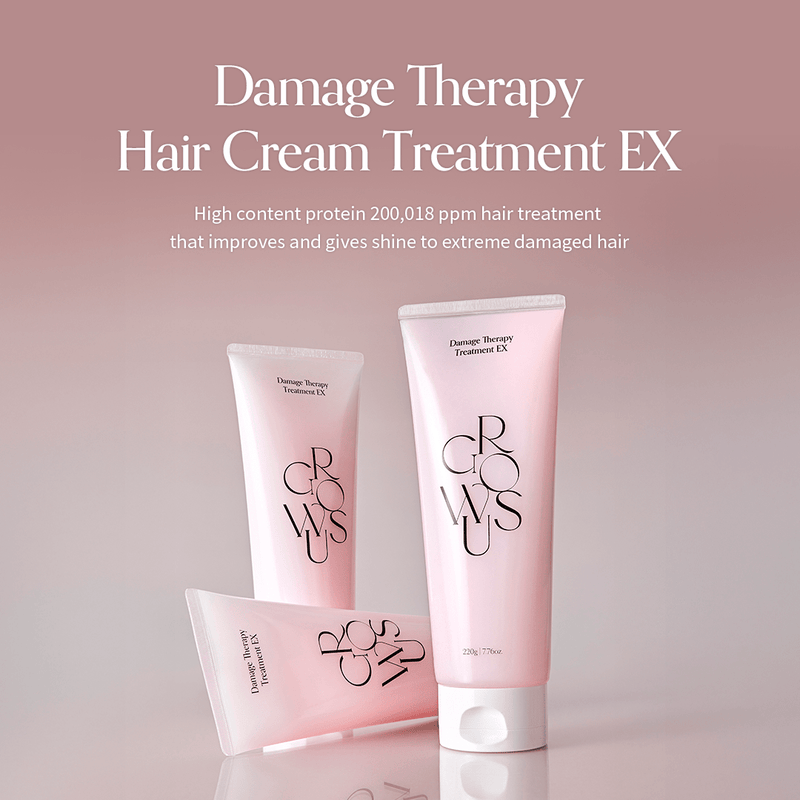 220ml Growus Hair Cream Treatment – Nourishing hair care with Himalayan pink salt, pearl extract, and rose musk scent