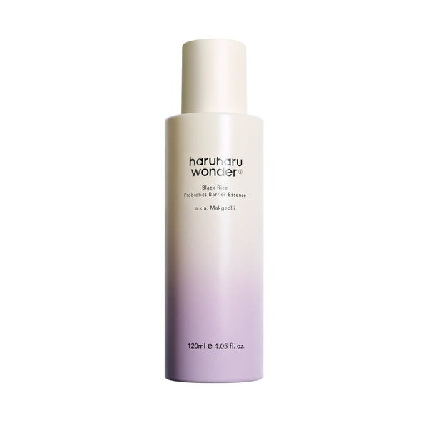 HaruHaru Wonder Black Rice Probiotics Barrier Essence 120ml for strengthening skin barrier and hydrating dry, sensitive skin.