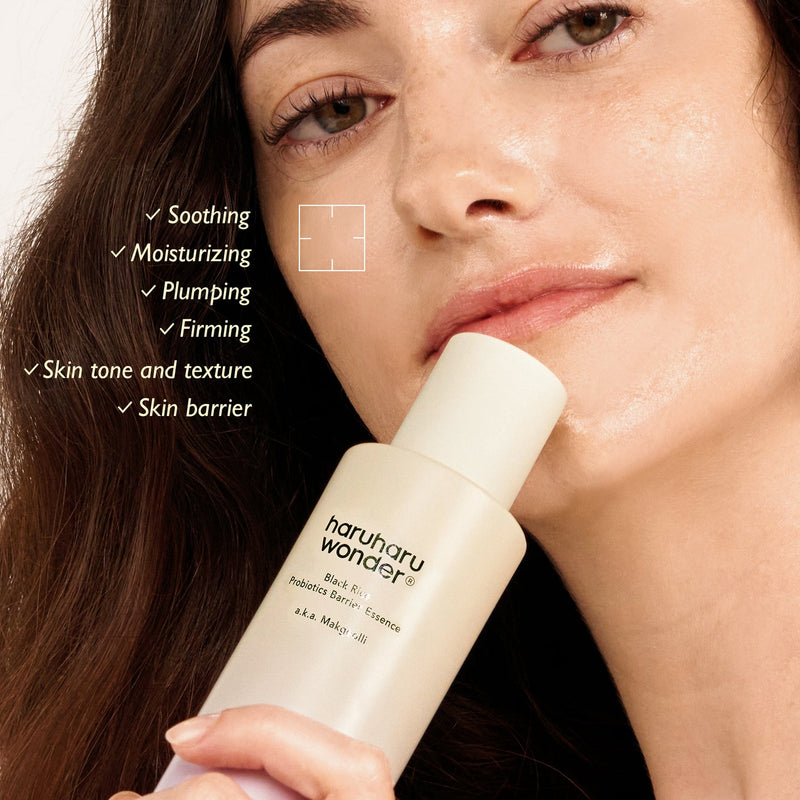 HaruHaru Black Rice Probiotics Essence for restoring balance, improving resilience, and enhancing radiance.