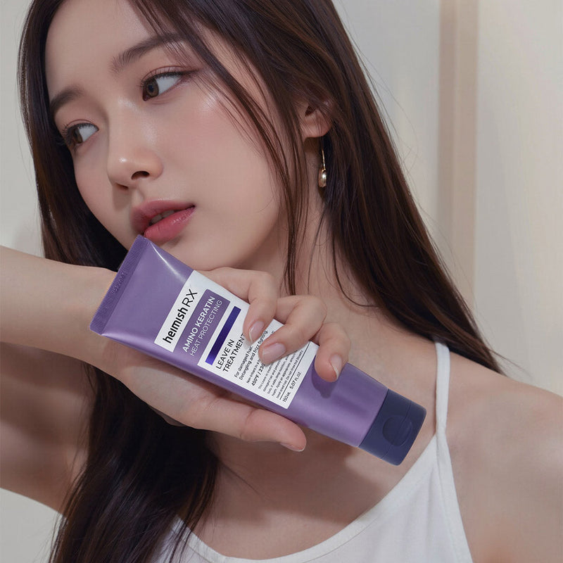 Heimish RX Amino Keratin Leave-In Treatment 150ml with hydrolysed keratin to smooth frizz and protect hair from styling tools.