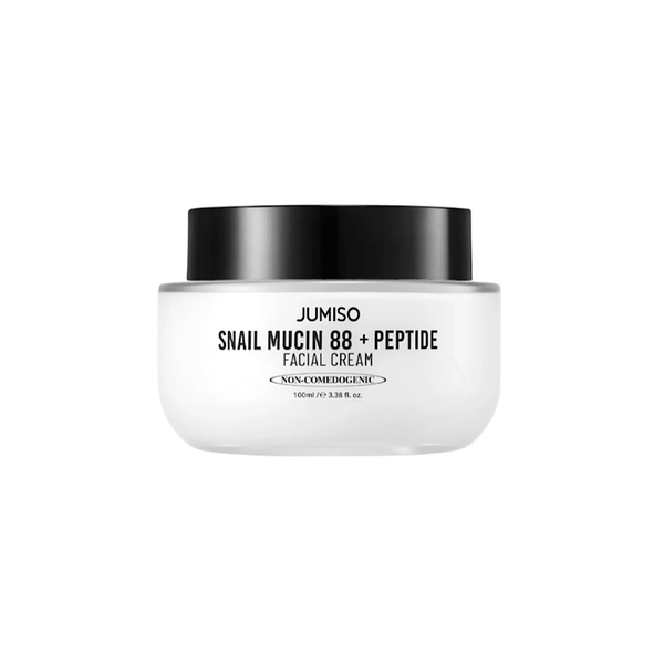 Jumiso Snail Mucin 88 + Peptide Facial Cream 100ml –  a nourishing cream with 88% snail mucin and peptides, enhances skin elasticity, repairs damaged skin, and boosts hydration for a youthful, glowing complexion.