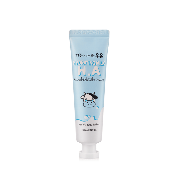 Kwailnara Hydrating Milk H.A Hand & Nail Cream 30g – Deeply Moisturising Hand Cream with Hyaluronic Acid for Soft, Smooth Hands and Stronger Nails.