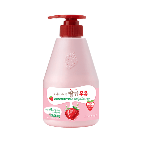 Kwailnara Strawberry Milk Body Cleanser bottle with strawberry and milk design, perfect for K-beauty body care enthusiasts.