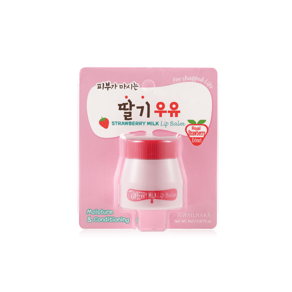 Kwailnara Strawberry Milk Lip Balm 10ml – Nourishing Lip Care with Milk Protein and Strawberry Scent for Moisturised Lips