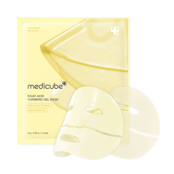 Medicube Kojic Acid Turmeric Brightening Gel Mask 1pc in yellow gel texture for dark spot reduction and radiant skin