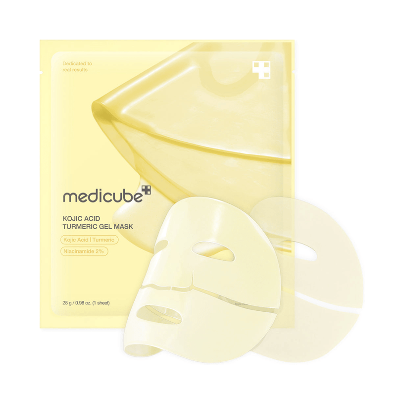Medicube Kojic Acid Turmeric Brightening Gel Mask 1pc in yellow gel texture for dark spot reduction and radiant skin