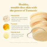 Korean brightening toner pads with AHA, BHA and turmeric to reduce post-acne marks and refine pores