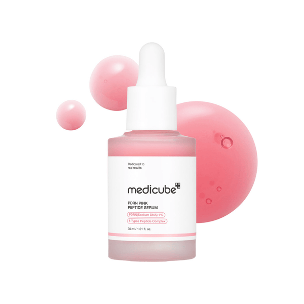 Medicube PDRN Pink Peptide Serum 30ml bottle with Salmon PDRN and 5-peptide complex for firm, radiant skin