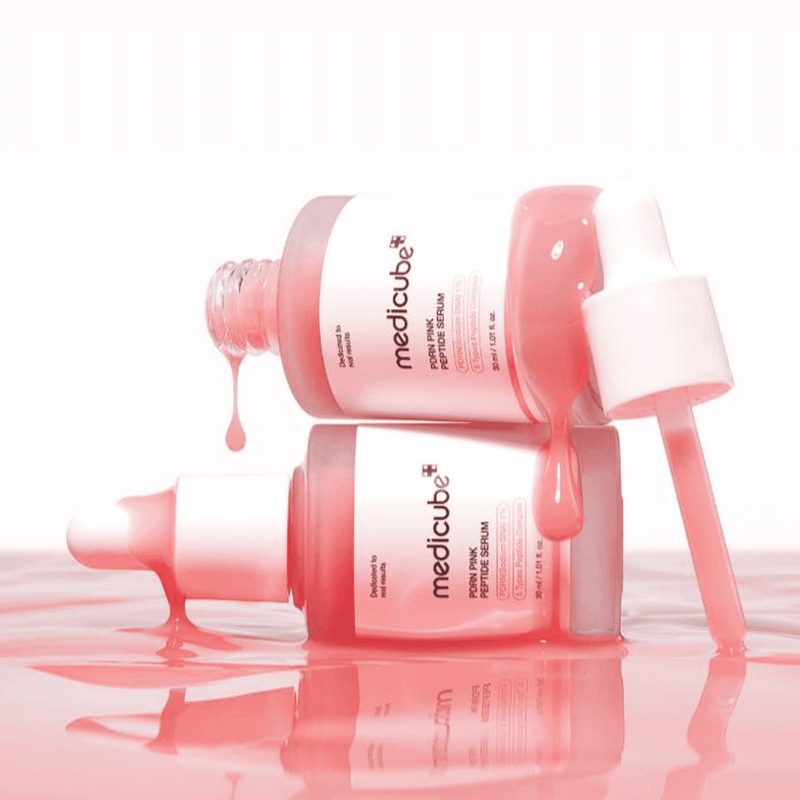 Medicube PDRN Pink Peptide Serum 30ml lightweight pink-tinted formula for youthful, glass-skin finish