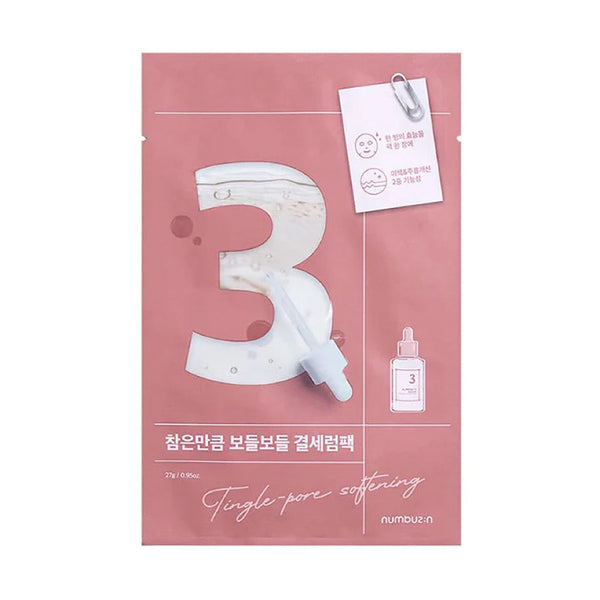 Numbuzin No.3 Tingle-Pore Softening Sheet Mask for tightening pores and smoothing skin texture