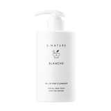 S.Nature Blanche All In One Cleanser in a sleek bottle, formulated to gently cleanse, remove makeup and hydrate the skin, leaving it refreshed and balanced, suitable for all skin types.