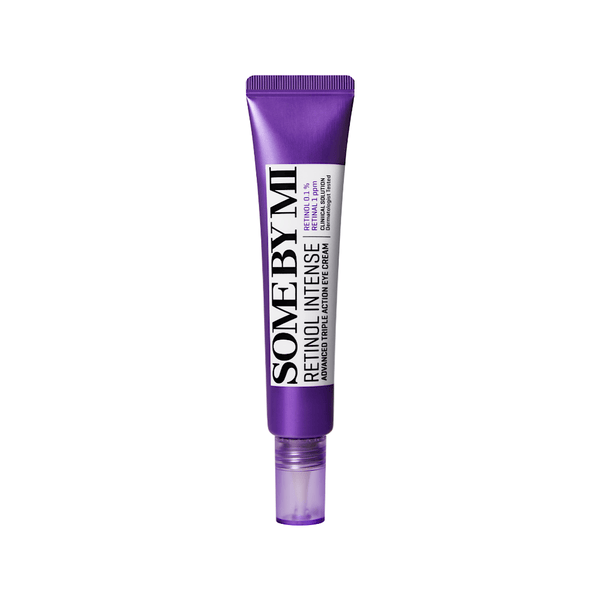 SOME BY MI Retinol Intense Advanced Triple Action Eye Cream jar, an anti-aging eye cream formulated with retinol and peptides to reduce fine lines, puffiness, and dark circles for youthful, radiant eyes.