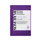 SOME BY MI - Retinol Intense Reactivating Mask packet, an anti-ageing Korean skincare sheet mask enriched with retinol and peptides to reduce fine lines, firm skin and boost radiance; suitable for rejuvenating and rehydrating all skin types.