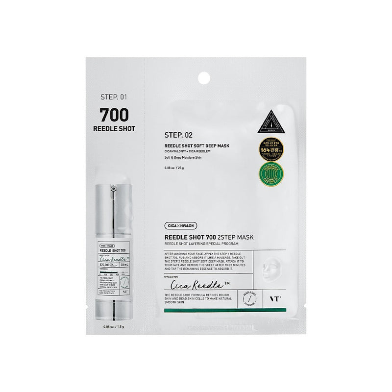 VT Cosmetics Reedle Shot 700 2-Step Mask 25g – Advanced skincare treatment with Cica Reedle™ technology for smoother, hydrated, and radiant skin.