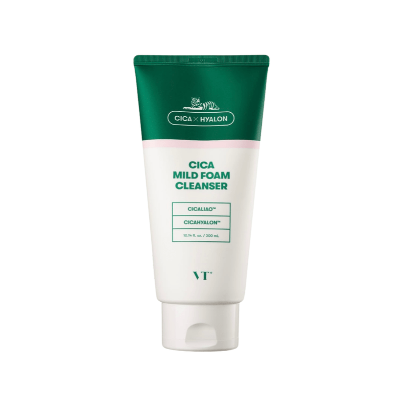 VT Cosmetics Cica Mild Foam Cleanser 300ml – Gentle Face Cleanser with Centella Asiatica for Hydrated, Calmed Skin