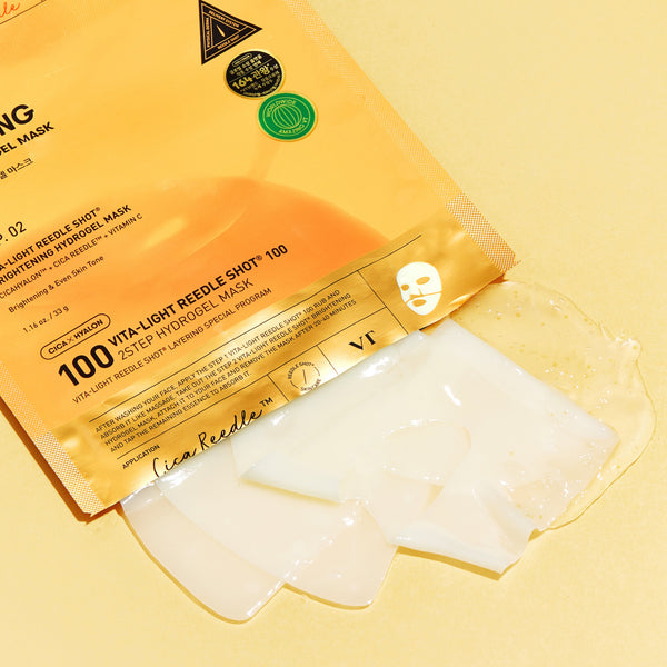 Korean 2-step hydrogel mask to even skin tone, fade dark spots, and restore glow.