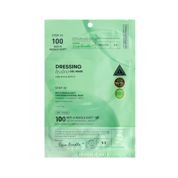 VT Cosmetics Reti-A Reedle Shot 100 2-Step Hydrogel Mask with retinol and bakuchiol for anti-ageing and skin renewal.