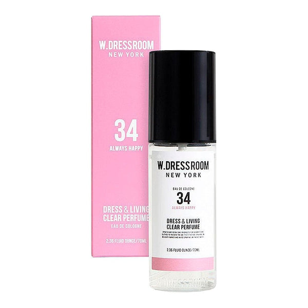 W.DRESSROOM Dress & Living Clear Perfume No.34 Always Happy 70ml – Long-lasting Korean fabric and room spray with fresh, uplifting scent