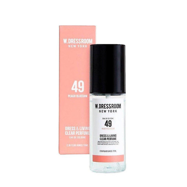 W.DRESSROOM Dress & Living Clear Perfume No.49 Peach Blossom 70ml – Sweet floral Korean fabric and room spray with soft, romantic peach scent